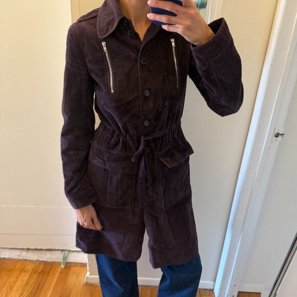 Miu Miu Purple Corduroy Trench Coat - Picture 2 of 10